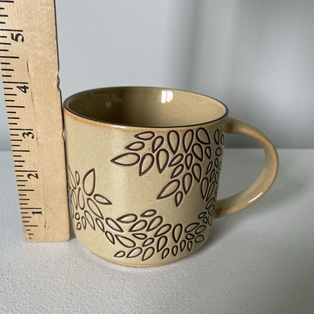 Starbucks Coffee Tea Cup Mug Etched Leaves Tan Brown 14 fl. oz. Drinkware - Picture 6 of 7